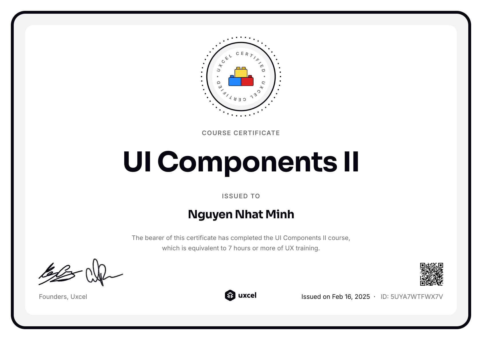 Nguyen Nhat Minh's certificate